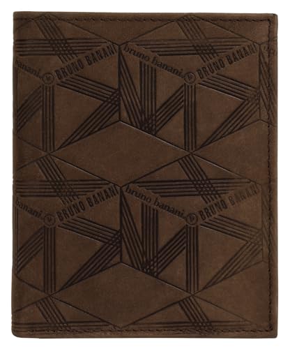 bruno banani kleine Geldbörse im Hochformat Echt Leder Herren Kompakte Geldbörse, Druckknopfverschluss, 15 Fächer, Elegantes Portemonnaie braun 022117