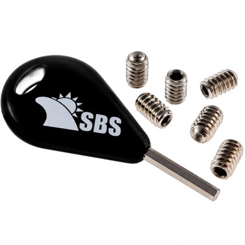Santa Barbara Surfing SBS FCS Fin Key & 10-24 x 5/16 in Stainless Fin Screws - 1 Key + 6 Screws - 3/32 in Hex - Surfboard Fin Hardware