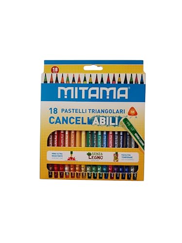 Generico MITAMA Pastelli Cancellabili - Confezione da 18 - Mina 2,8 mm - Multicolore - Scuola