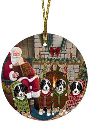 Christmas Express Delivery Red Truck Running Bernese Mountain Dogs Round Flat Ornament - Pet Decorative Hanging Ornaments for Christmas X-mas Tree Decorations - 2.75" Round Christmas Ornament