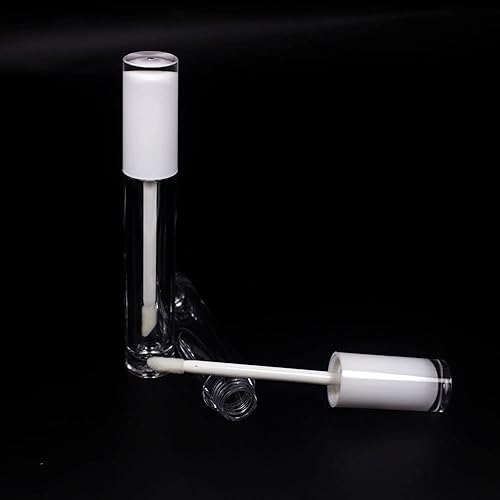 Miniatura 5 de COSIDEA Paquete de 22 tubos de brillo de labios blancos redondos vacíos de 0.2 fl oz contenedores de tubo de brillo de labios lindos con varita al