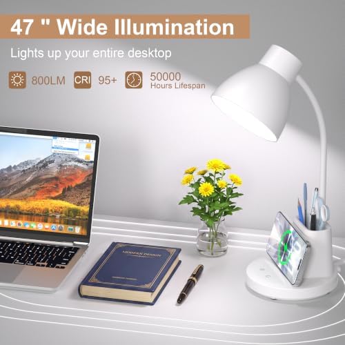Sailstar 10W Wireless Charging LED Desk Lamp with Pen Holder, CRI 95, White — view 6