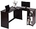 Corner Computer Desk L-Shaped Home Office Workstation Writing Study Table with 2 Storage Shelves, Espresso