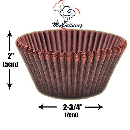 Mybakning Extra Large Brown Cupcake Baking Cups 2-3/4"(Bottom) X2"(Deep) Jumbo Sized Greaseproof Paper Muffin Liners, 120 Pcs Per Case #TOP1