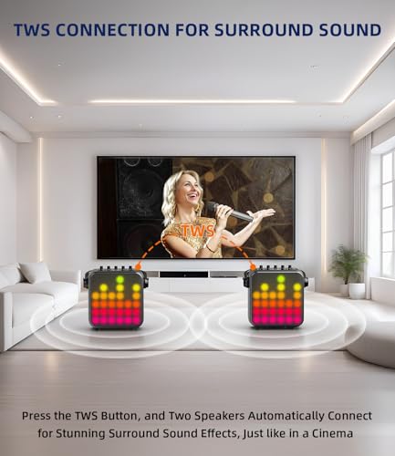image for Gesnada Karaoke Machine for Adults & Kids with Full-Screen LED Lights,
