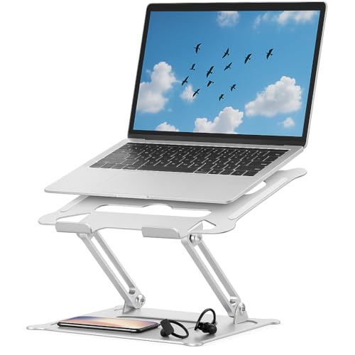 Suporte para Notebook em Aço Carbono Apoio Ajustável Apoiador Dobrável E Ergonômico Ventilado para Mac Notebook MacBook Pro/Air Lenovo Dell e Mais (10-17 Laptop) até 17.3' (10KG) Home Office e Estudos