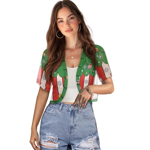Image of Womens Short Sleeve Bolero Shrug Open Front Knit Cropped Cardigan Shoulder Cover for Dress Cute Casual Knit Cover Up