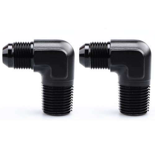 AC PERFORMANCE 10AN to 3/4 NPT Male 90 Degree Fitting Aluminum Black 2PCS