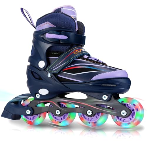 RunRRIn Adjustable Kids Inline Skates for Boys Girls with Full Light Up Wheels - Roller Skates for Kids Ages 6-12, Toddler Ages 3-5, Youth Women Beginners Outdoor Indoor
