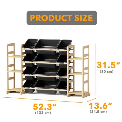 Image of SpaceAid Toy Storage Organizer with 6 Shelves and 12 Bins, Toy Organizers Storage Bookshelf, Kids Bin Shelf Toys Box Bookcase for Bedroom Playroom Organization Room Decor, True Black