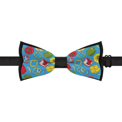GoasNei Chili And Pepper Pattern Bow Tie for Men Adjustable Necktie Funny Tie Neck Ties for Weddings Party