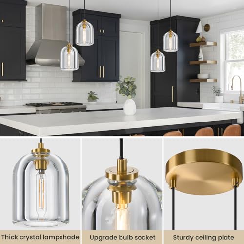 Image of Crystal Pendant Light Kitchen Island,Brass Hanging Pendants Lights