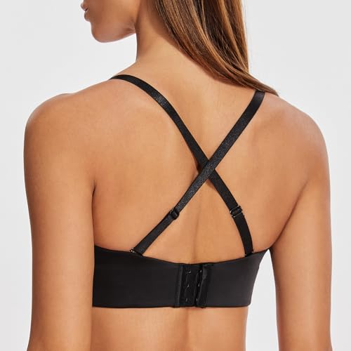 MELENECA Women's Strapless Minimizer Multiway for Large Bust Unlined Seemless Underwire Bandeau Bra Black 36G - Image 5