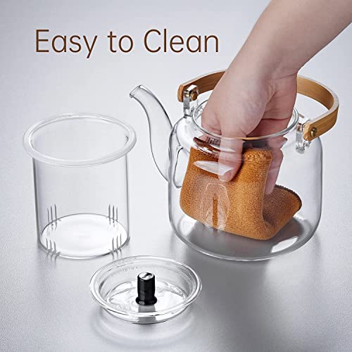 Unbreakable Glass Teapot Set, 37Oz/1100Ml Glass Tea Kettle With 4 Double Wall Teacups thumb #5