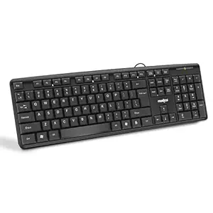FRONTECH Wired Keyboard | Membrane Keys with Retractable Stands | USB Plug & Play | Ergonomic & Comfortable Design | 1 Year Warranty (FT-1672, Black)