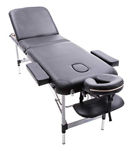 MASSAGE IMPERIAL® Table De Massage Mobile Mayfair - Noir - Table De Massage en Aluminium - Divan Thérapeutique Pliable À 3 Sections - Poids 12 Kg Cover