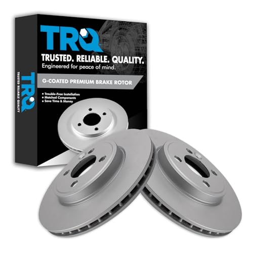 TRQ Front Brake Rotors Set Vented Premium G-Coated Compatible with 2007-2015 Mini Cooper