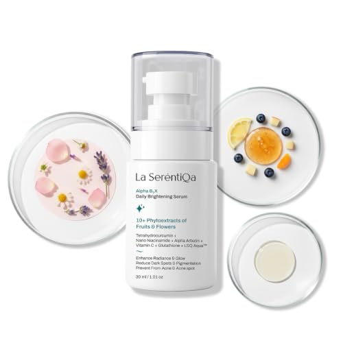 Image of La SerentiQa Alpha B3X Brightening Face Serum for Glowing Skin - 30ml | 5% Nano Niacinamide, 2% Alpha Arbutin & Vitamin C | For Dark Spots, Pigmentation & Acne Marks | Glutathione, Deep Sea Water | For Men & Women, Oily & All Skin Types