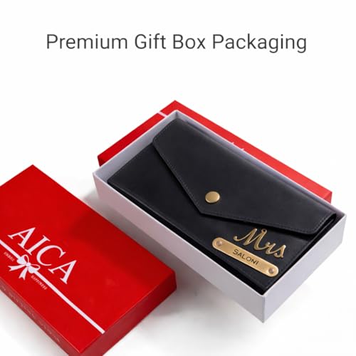 Image of AICA Personalised Name & Charm Leather Womens Wallet (H525Grey)
