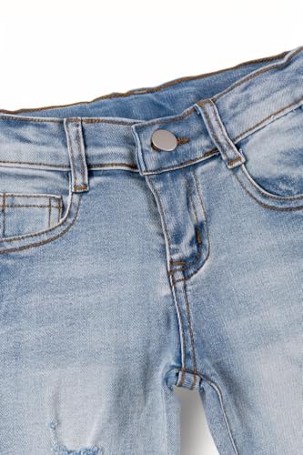 Super Stretchy Light Blue Skinny Jeans with Distressed Hem.2