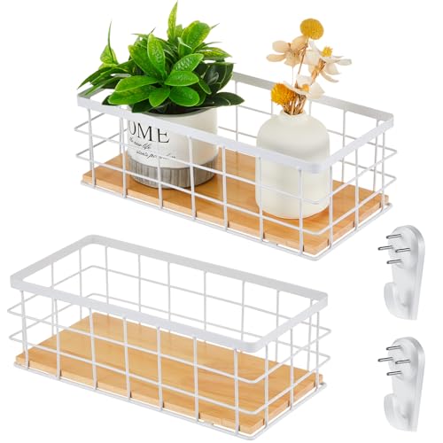 Funrous 2 Pcs Metal Small Wire Basket Wall Hanging Wire