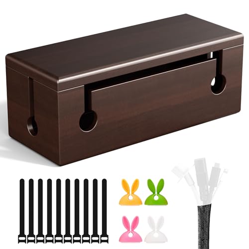 Large Cable Management Box - Stylish Wire Organizer, Wire Concealer and Wire Management Box - Wire Management Box Tall Design for Easy Access(NO Power Strips or Chargers)