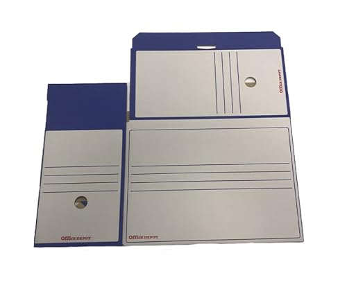 CAJAS ARCHIVO AZUL Y BLANCO OFFICE DEPOT 335 X 100 X 245 MM LOTE: 25 Cover