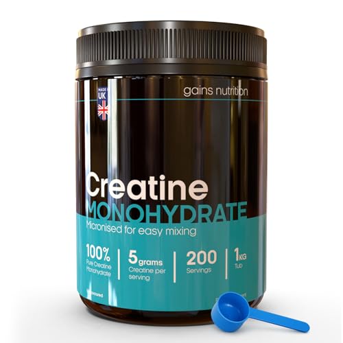 GN Creatine Powder | 1kg High Strength Creatine Monohydrate Powder + Scoop - 5g per Serving | Unflavoured Filler Free Creatine-Monohydrate | Non-GMO & Gluten Free