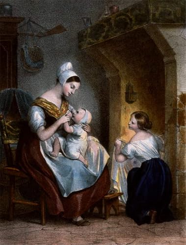 Toile infirmière allaitant un bébé Achille Deveria affiche murale peinture décoration 60x90