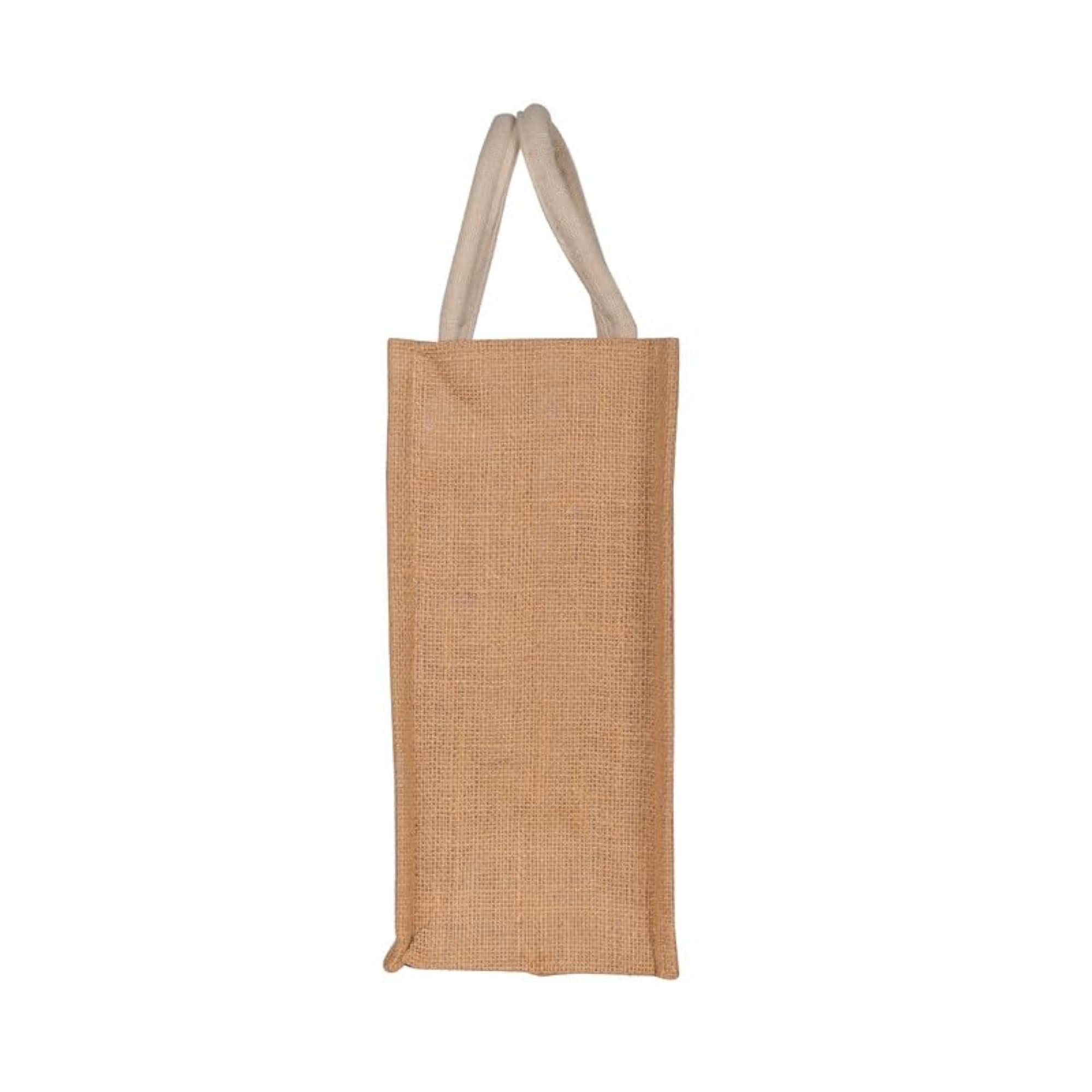 Small Jute Bag with Zip and Handle, Unisex