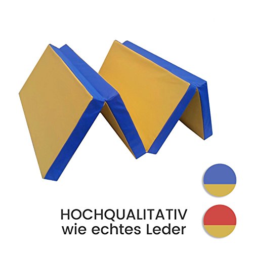 Tappetino da ginnastica Tappetino Tappetino morbido pieghevole 200 x 100 x 8 cm Giallo/Blu