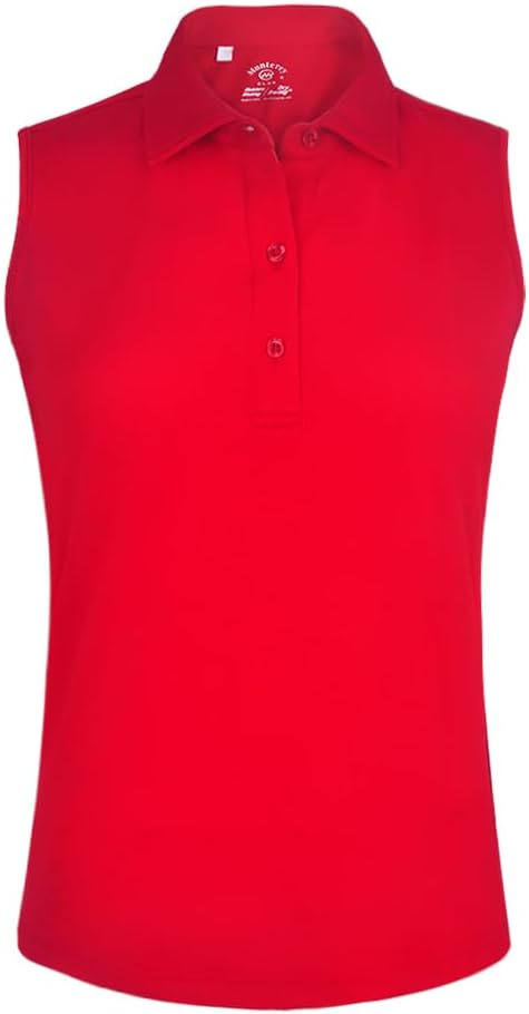 Monterey Club Women's Microfiber Tailored Collar Solid Sleeveless Polo Shirt #4063