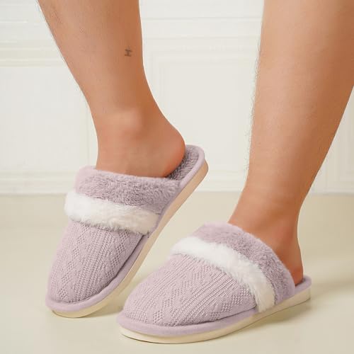 Cozy Slippers for Women Fuzzy Memory Foam Warm House Slides Comfy Soft Fluffy Plush Slipper Indoor and Outdoor Slip On Home Shoes Anti-Skid Sole Trendy Slippers Winter2