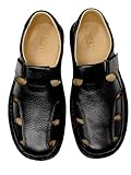 Zapatos Hombre Cómodos de Piel con Velcro Transpirables Tipo Sandalia Cerrada Suela Antideslizante Ancho Especial Hecho en España (Negro, Sistema tallas calzado EU, Adulto, Números, mediano, 45)