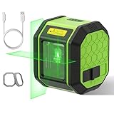 Laser Level, HUEPAR Self leveling Green Cross Line Laser Level 100Ft Accurate Level Laser Tool for DIY Construction & Decoration Indoor Projects, Built-in Li-ion Battery for Longer Working Time
