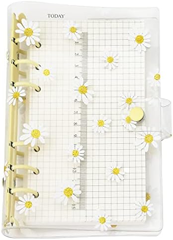 A6 A5 6-Holes Colorful PVC Cover Round Ring View Binder with Snap Button Closure File Folder (Black Rain, A6 Mini Set)