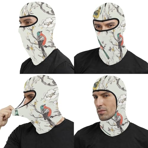 Pasamontaña térmico para hombre y mujer con estampado de pájaros y flores, máscara facial para esquí, motocicleta y clima frío miniatura 5