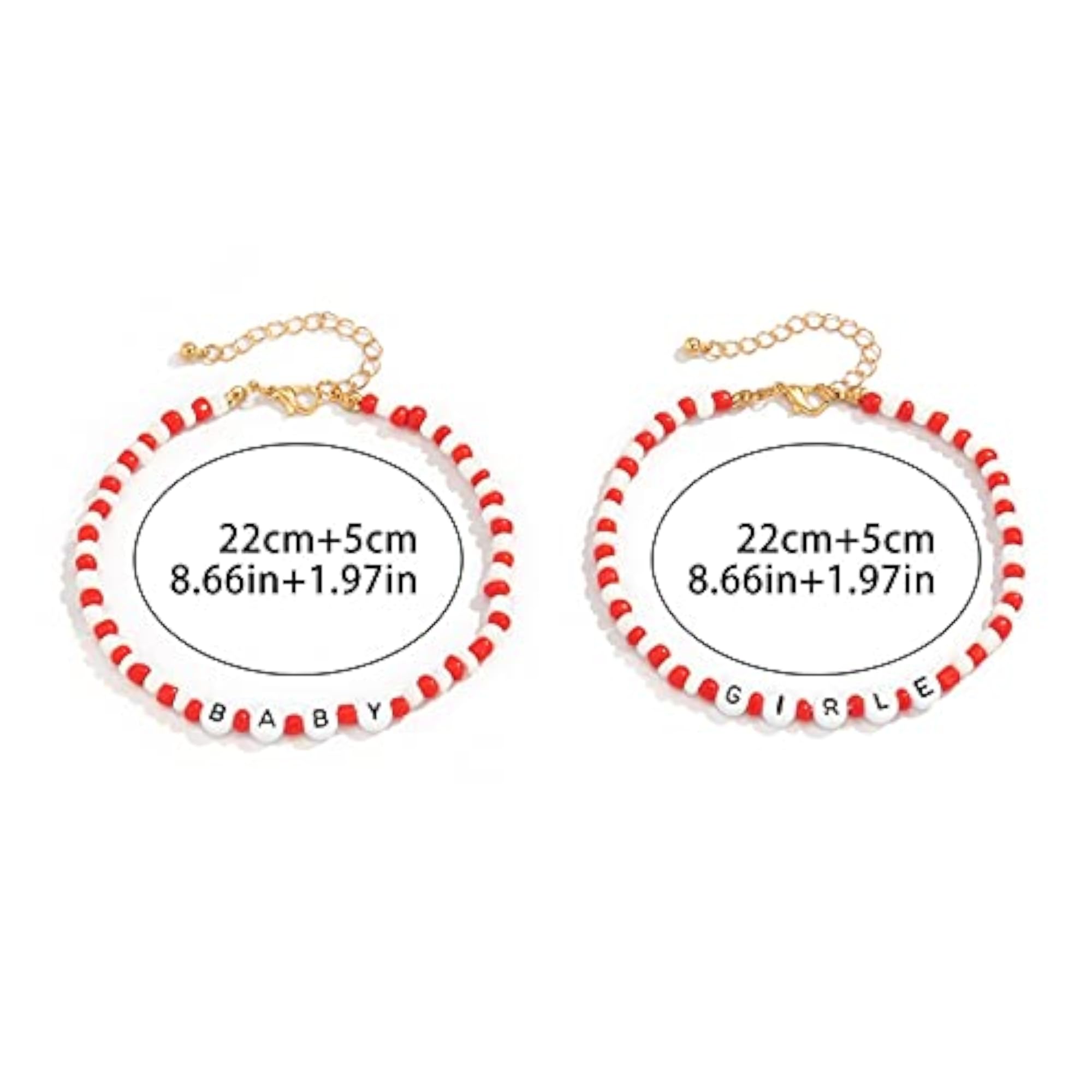 2pc Adjustable Bohemian Letter Beaded Anklet Set, Handmade