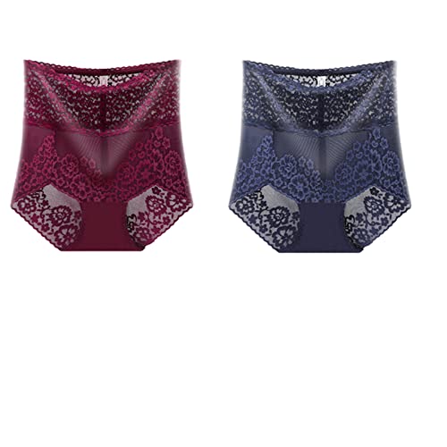 Bragas menstruales de cintura alta XKUN pack de 2 pantalones de encaje cómodos
