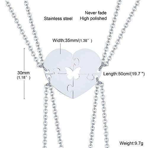 MEALGUET Personalized Name Initial Stainless Steel Heart Shape BFF Puzzle Necklace 2/3/4/5/6 Pcs for Family Love Best Friend Matching Necklace Set2