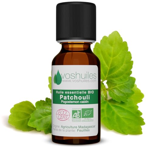 VOSHUILES - Huile Essentielle Patchouli BIO - 10ml - 100% Pure et Naturelle - Aromathérapie- Diffusion- Massage - Relaxation- Bien-être- Soin de la Peau