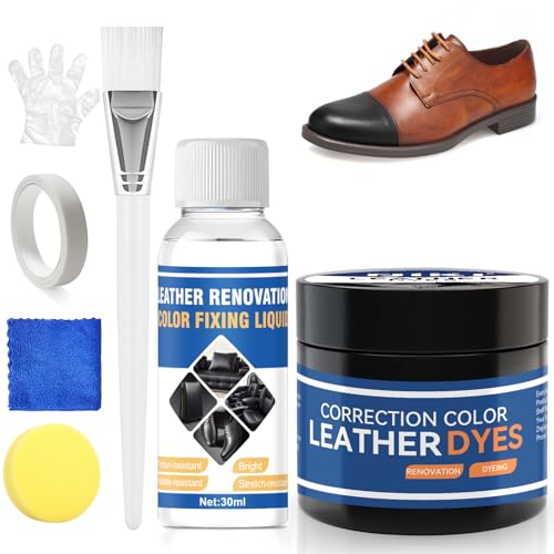 Teinture Cuir Noir, Peinture pour Cuir+Vernis cuir, Utilisé pour le Changement de Couleur la Rénovation et la Réparation de la Couleur, Mat Noir, Résistant à...