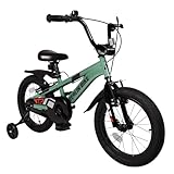 BERLIN BIKE Kinderfahrrad 16 Zoll mit Stützrädern, V Brake Bremsen und Klingel, Kinder Fahrrad für Jungen und Mädchen 4 bis 7 Jahre, mit Schutzblech vorne und hinten (Grün)