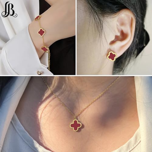 Clover Necklace Pendant Earring Bracelet Set | Designer Necklace Earring Bracelet Jewelry Set | Lovely Gift4