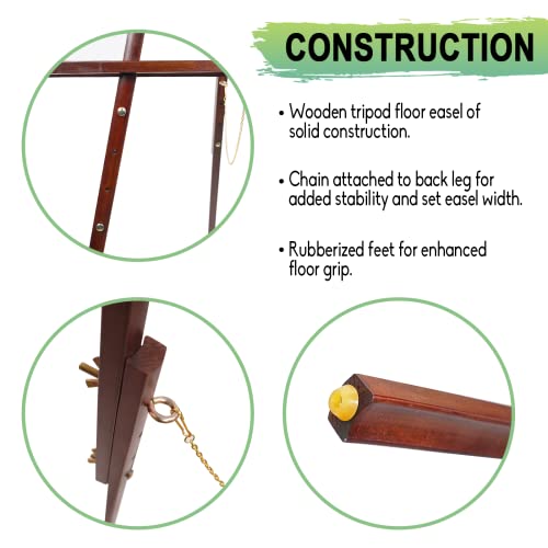 Conda 63\" Wooden Tripod Artist Display Easel with Tray, A-Frame Adjustable Easel Stand for Wedding Sign, Foldable Easels for Painting Canvas, Display & Posters