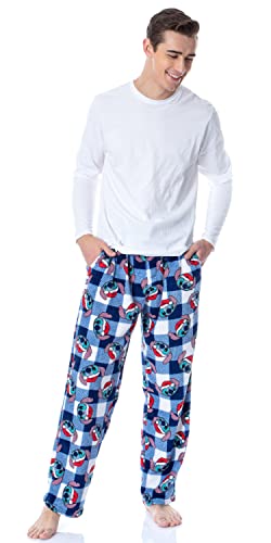 MJC Men's Disney's Lilo and Stitch Christmas Buffalo Plaid Loungepant, Blue2