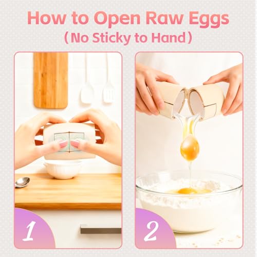Upgraded 2 in 1 Egg Shell Opener, Hard Boiled Egg Peeler Cracker with Piercer, Cute Egg Separator for Raw Eggs, Home Kitchen Gadgets Tool, 1 Pack (Beige) by Fancybird - Image 4