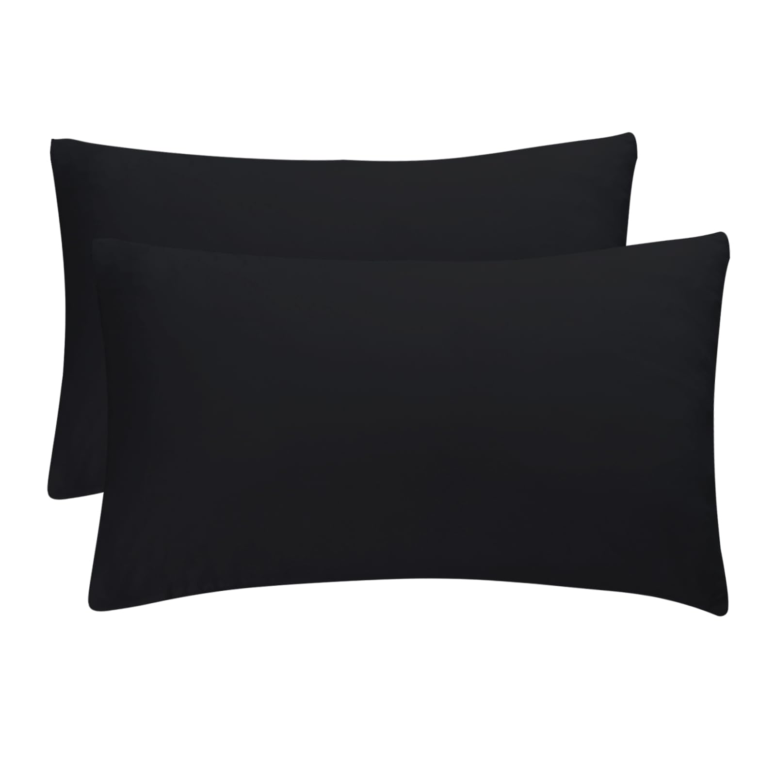 MIKI WELL Pillow Cases 2 Pack - Black Standard 50x75 cm Pillowcases Set of 2, Soft Microfiber Pillow Cover with Envelope Closure — image 1