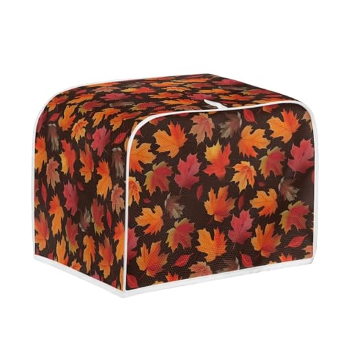 Image of Talayituse Maple Leaves Print 4 Slice Toaster Covers Dust Protection Bread Maker Covers Thanksgiving Decoration Toaster Oven Cloth Cover Kitchen Accessories Washable Appliance Cover, M