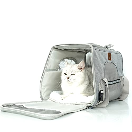 Bolsa De Transporte Pet Avião Para Cães E Gatos Luxo Bem Ventilada Segura Confortável (AZUL) (CINZA)